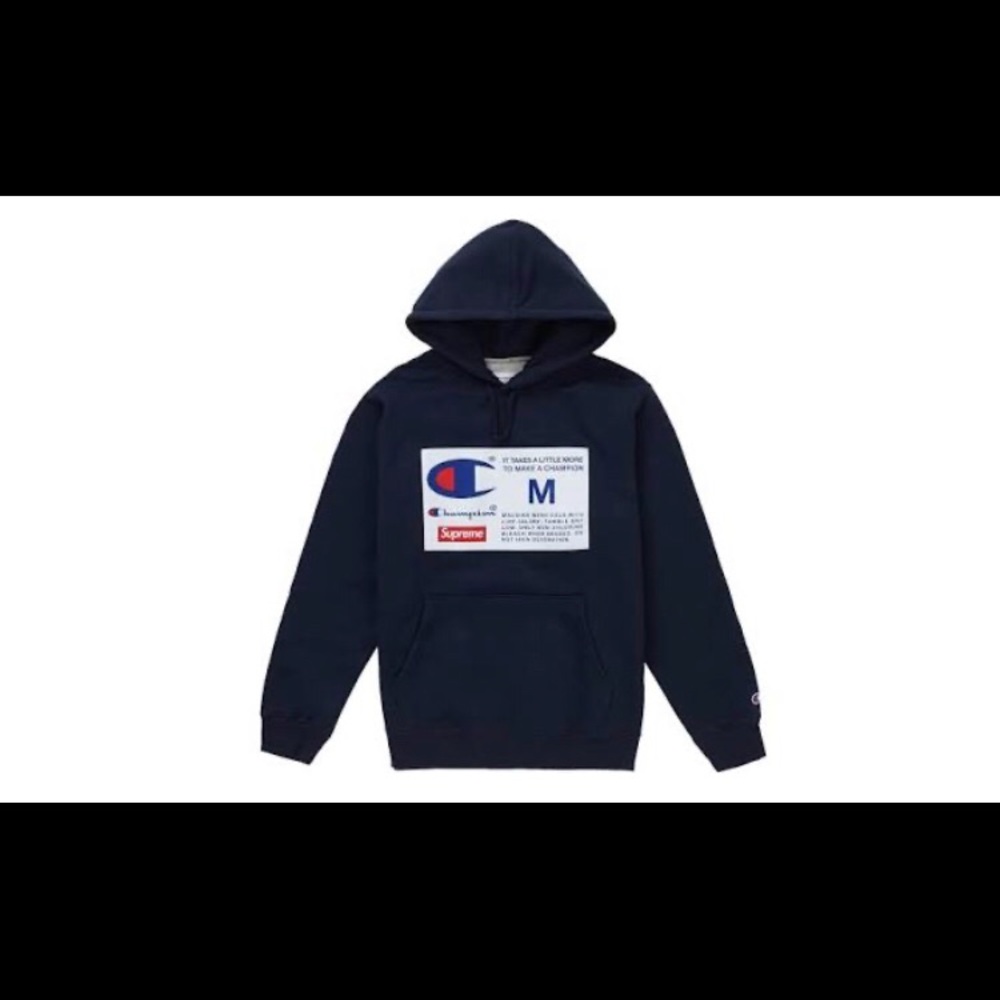 Auth- Supreme Champion Label Hooded Sweatshirt. …